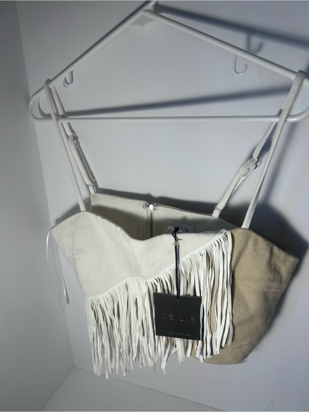 Le Lis Cream Fringe Cropped Camisole